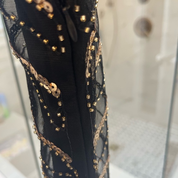 Black 1920s Sequin Fringed Flapper Dress NWOT Size S - Picture 7 of 9